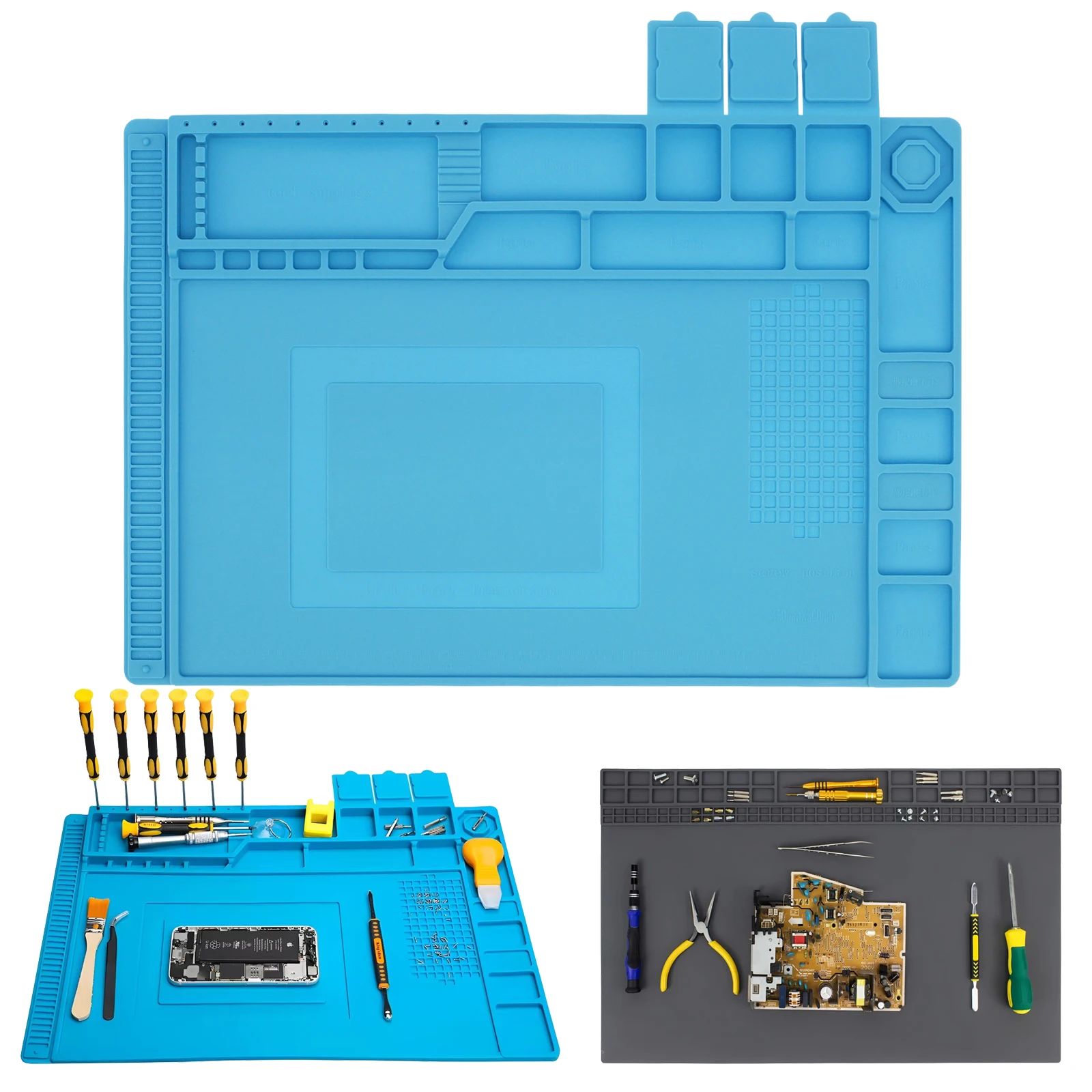 

Soldering Mat Heat Resistant Silicone Repair Mat Anti-Static Working Station Pad Computer Phone Repair Kit Electronic Soldering