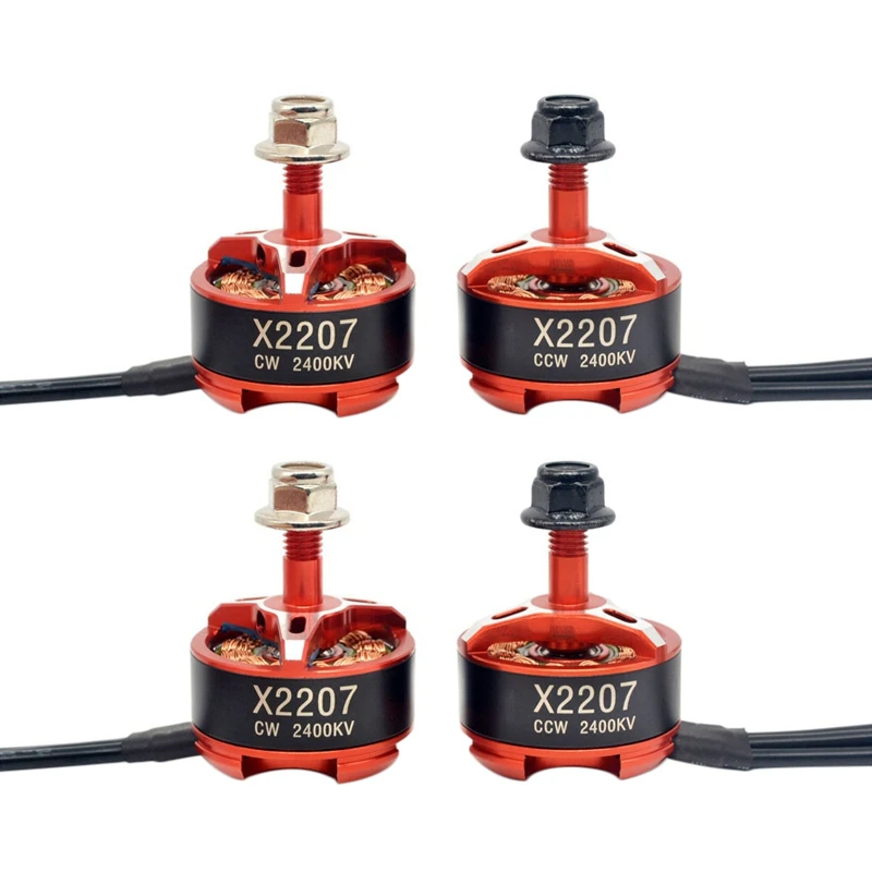 4 PCS 2207 2400KV 3-5S Brushless Motor For Sprog Beginner RC Drone FPV Racing Red