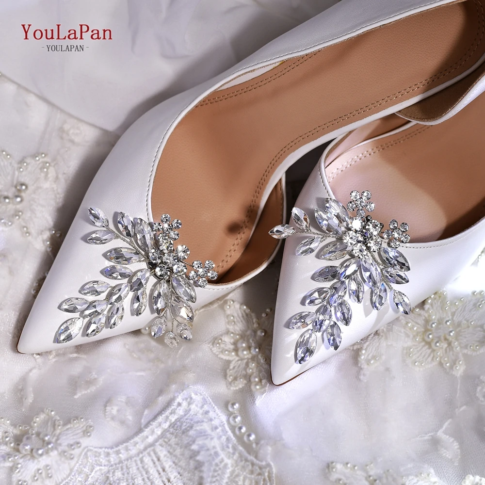 TOPQUEEN Shiny Rhinestone Shoe Clip Women Wedding High Heels Decoration Banquet Party Shoes Accessories Bride Shoe Buckle HX50