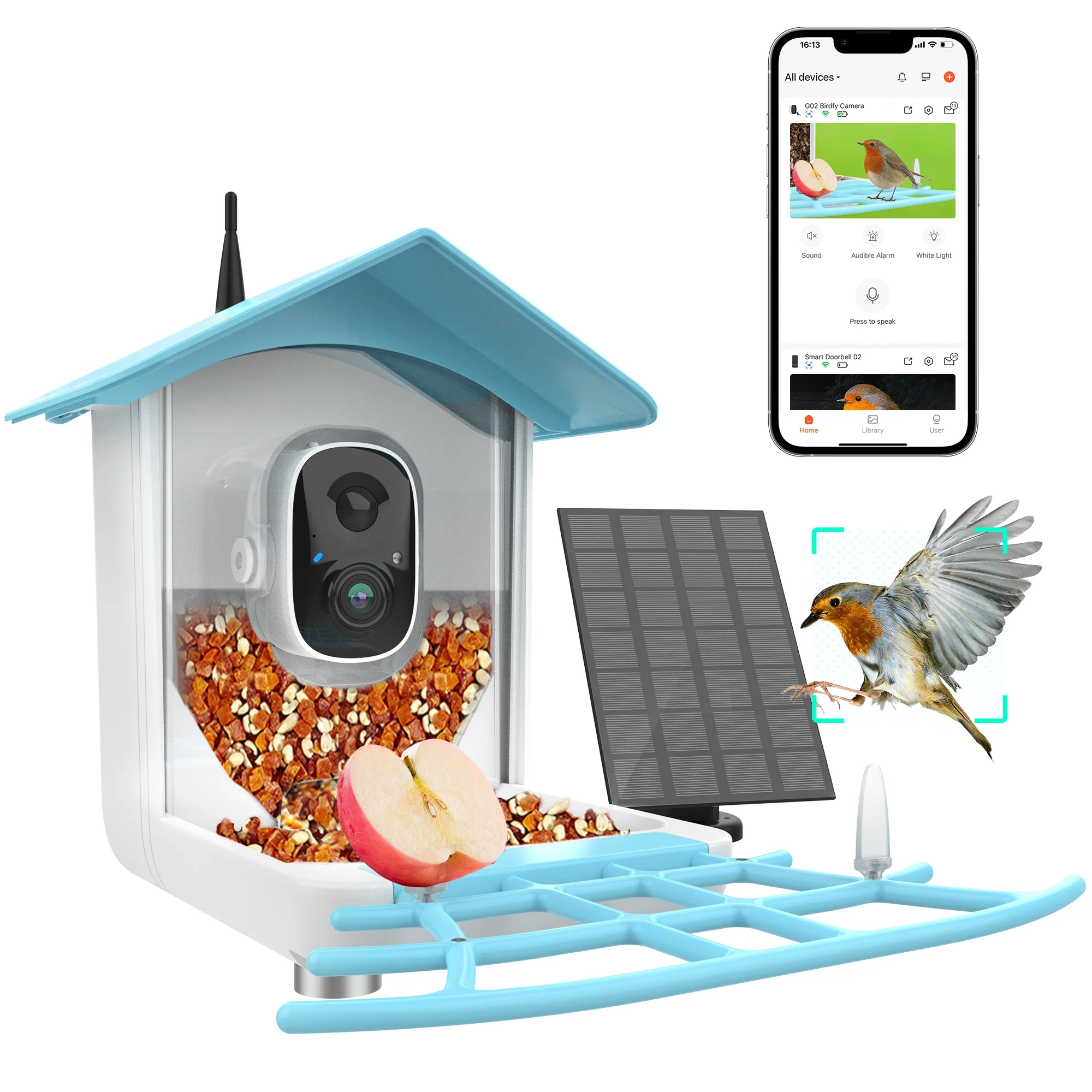 Smart Outdoor Waterproof AI Detect 10,000 Bird Species Squirrel-proof Bird Feeder With Camera