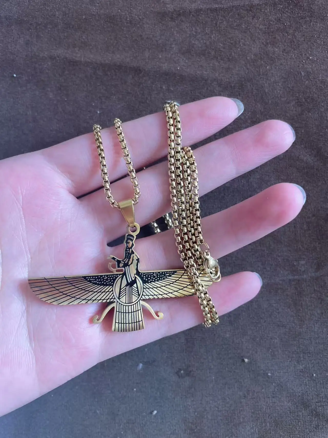 

New Faravahar Ahura Pendant Men Iran Jewelry Stainless Steel Zoroastrian Gold Color Iranian Necklace Women 2026