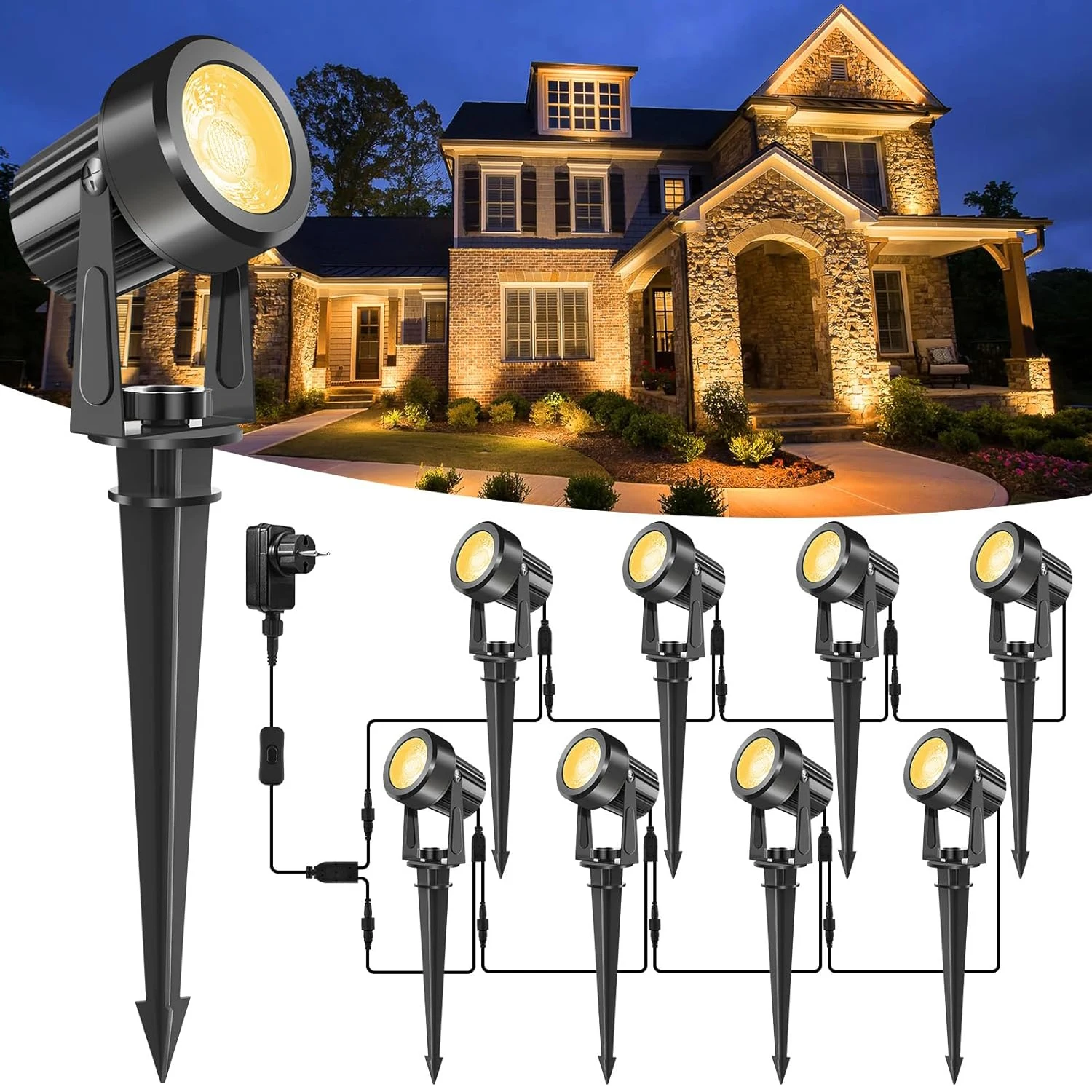 4-6-8-10-lights-outdoor-led-spotlight-3000k-outdoor-lighting-12v-27v-garden-light-with-adapter-ip65-waterproof-decor-garden-lamp