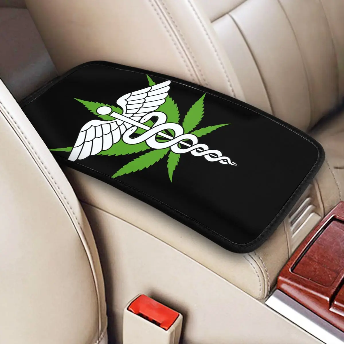 Car Armrest Cover Mat Medical Marijuana Center Handle Box Pad Cushion Weed Marijuana 420 Smoking Car Accessories