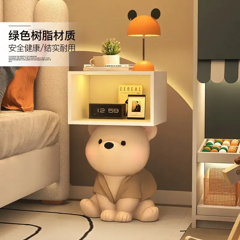 Cartoon Bear Statue Nightstand Children\'s Room Bedside Storage Cabinet Creative Bedroom Furniture Bedside Table Home Accessories