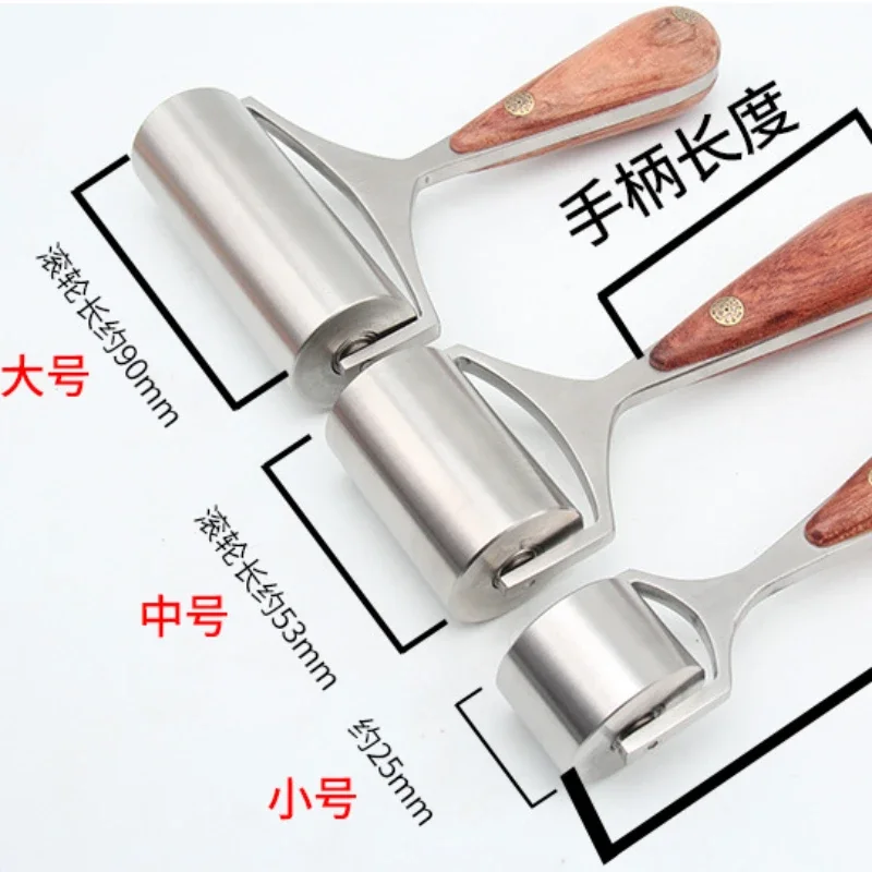 

DIY Quilting Seam Leather Roller Yellow Pear Wood Handle Pressing Roller Easy To Grip Handle Tool for Leather for Leather Craft