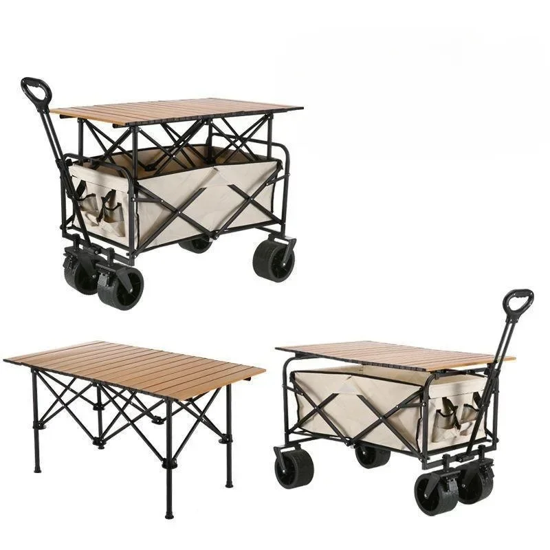 

#Collapsible camping cart Outdoor handcart picnic cart Multi-purpose tank wheel trolley camp cart