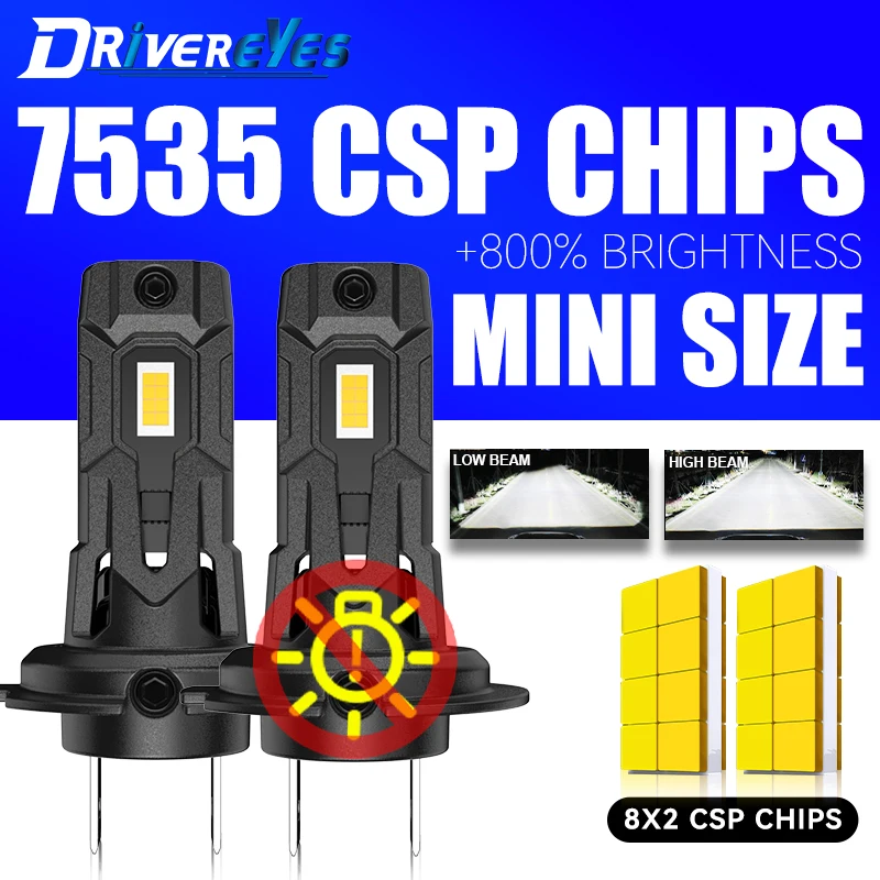 

H7 LED Canbus 2PCS Car Lights 16PCS 7535 CSP 1: 1 Mini Led H7 Cut-off Spotlight High Beam Low Beam Automobile Headlamps 12V 24V