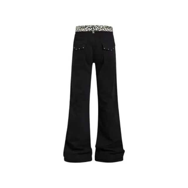 Slimming High Waist Flared Jeans Mr. WH Summer Vintage Double Layered Spots Design Sense Advanced Visuals Slimming Denim Jeans