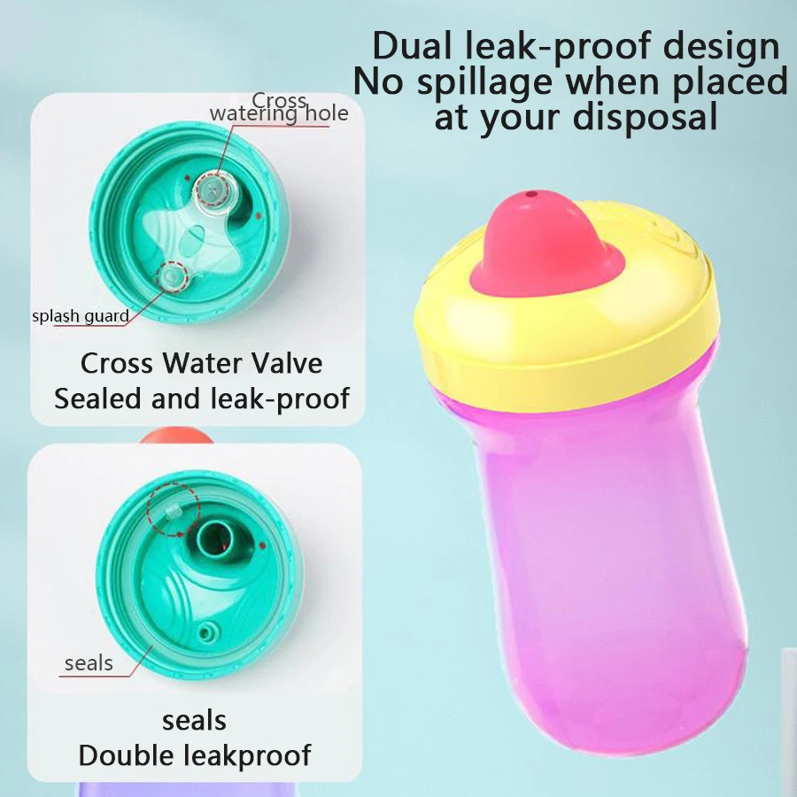 

1pcs 300ml large-capacity infant drinking cup, anti-fall and leak-proof PP material, portable duckbill cup, BPA-free