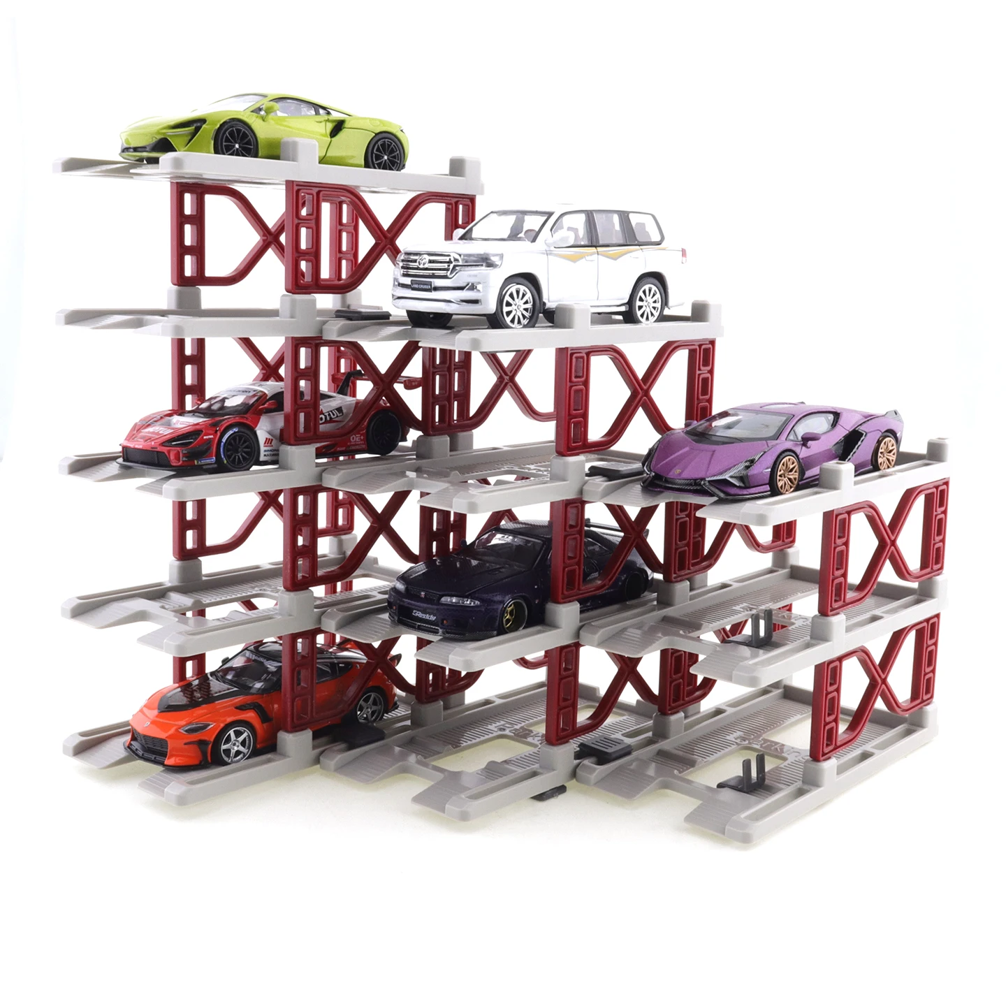 HJMX 1:64 Three-dimensional Assembly Parking Stand 12-layer Assembly Simple Parking Garage Building Model image 6