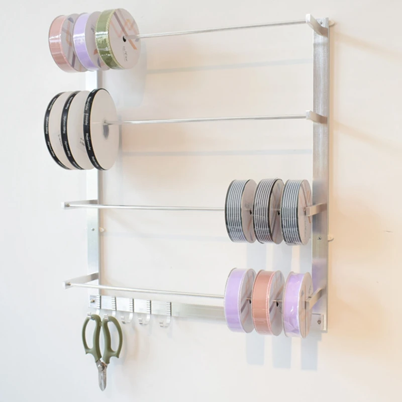 Wall Mount Ribbon Organizer,Storage Display Wire Spool Rack,Key Holder,Sundries Embroidery Sewing Thread Holder