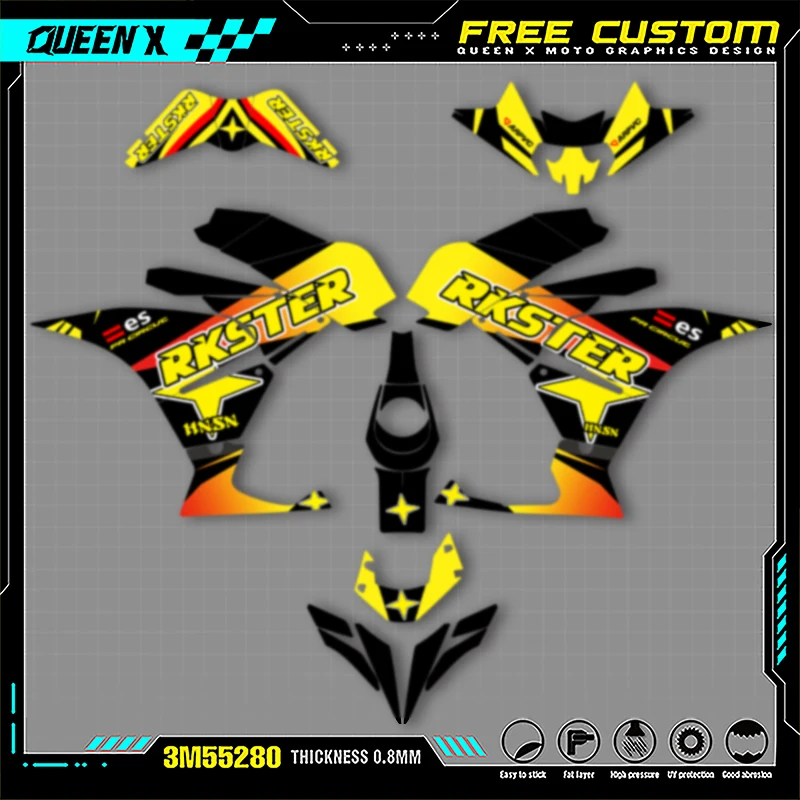 

Queen X MOTOR Graphics Decals Stickers Kits For KTM RC 250 390 2017 2018 2019 2020 Motorcycle Accessories Numer Name Custom 005