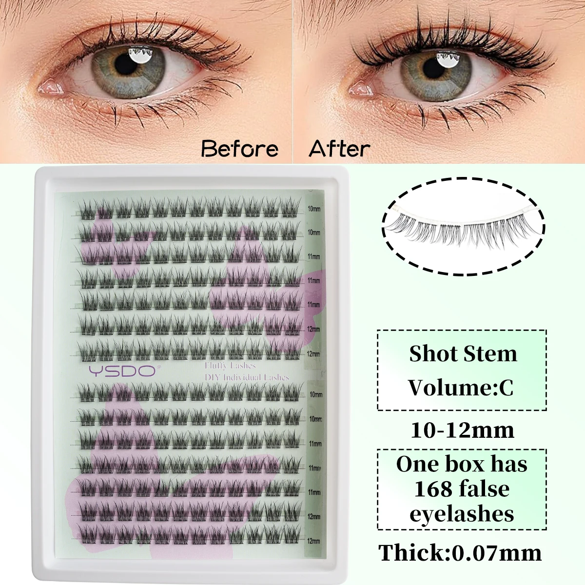 DIY Cluster Lashes 3/6/14Rows Individual Lash Clusters 80D+100D Natural Curl False Eyelash Clusters Cilios Extensions Makeup