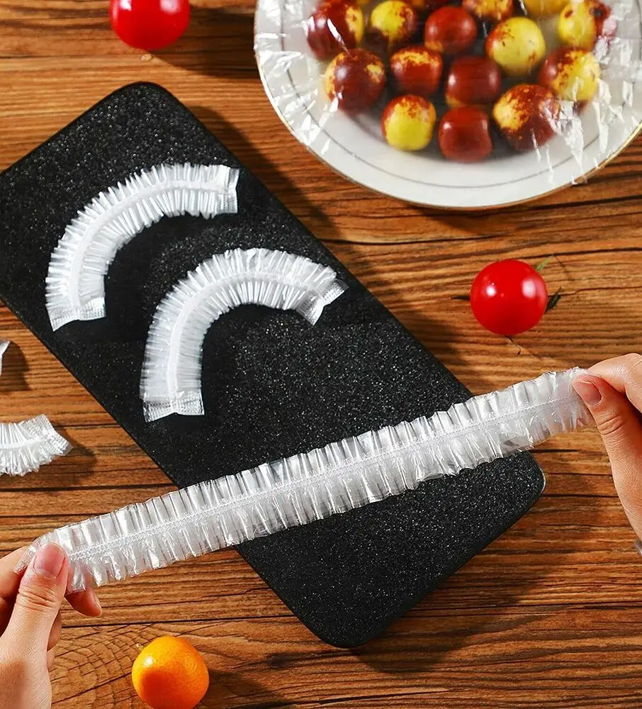 200Pcs Disposable Food Storage Cover Dust Elastic Fresh Food Covers Stretch Wrap Bowl Dish Cover Kitchen Tools Fresh Keeping Bag