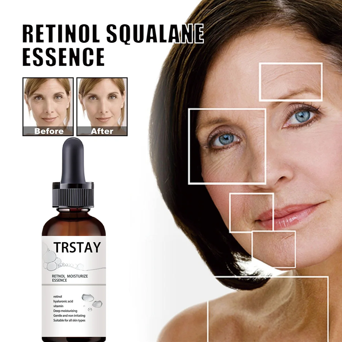 TRSTAY retinol squalene essence brightens skin tone, moisturizes, reduces dullness and tightens skin