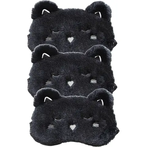 Máscaras de ojos de perro y gato de dibujos animados, cubierta para dormir bonita, parche para dormir portátil para viaje y hogar, correa elástica cómoda, 3 uds.