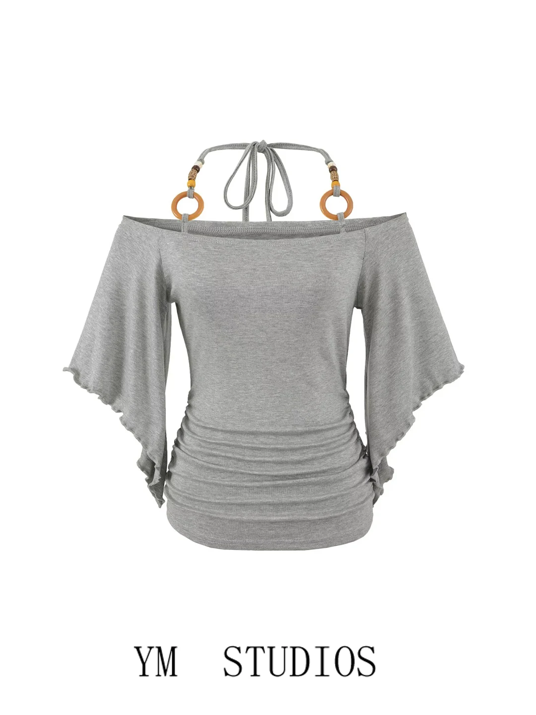 

Сексуальная женская футболка свободного кроя с высокой талией, танцевальный топ с бисером, короткий рукав, на одно плечо, модный стиль