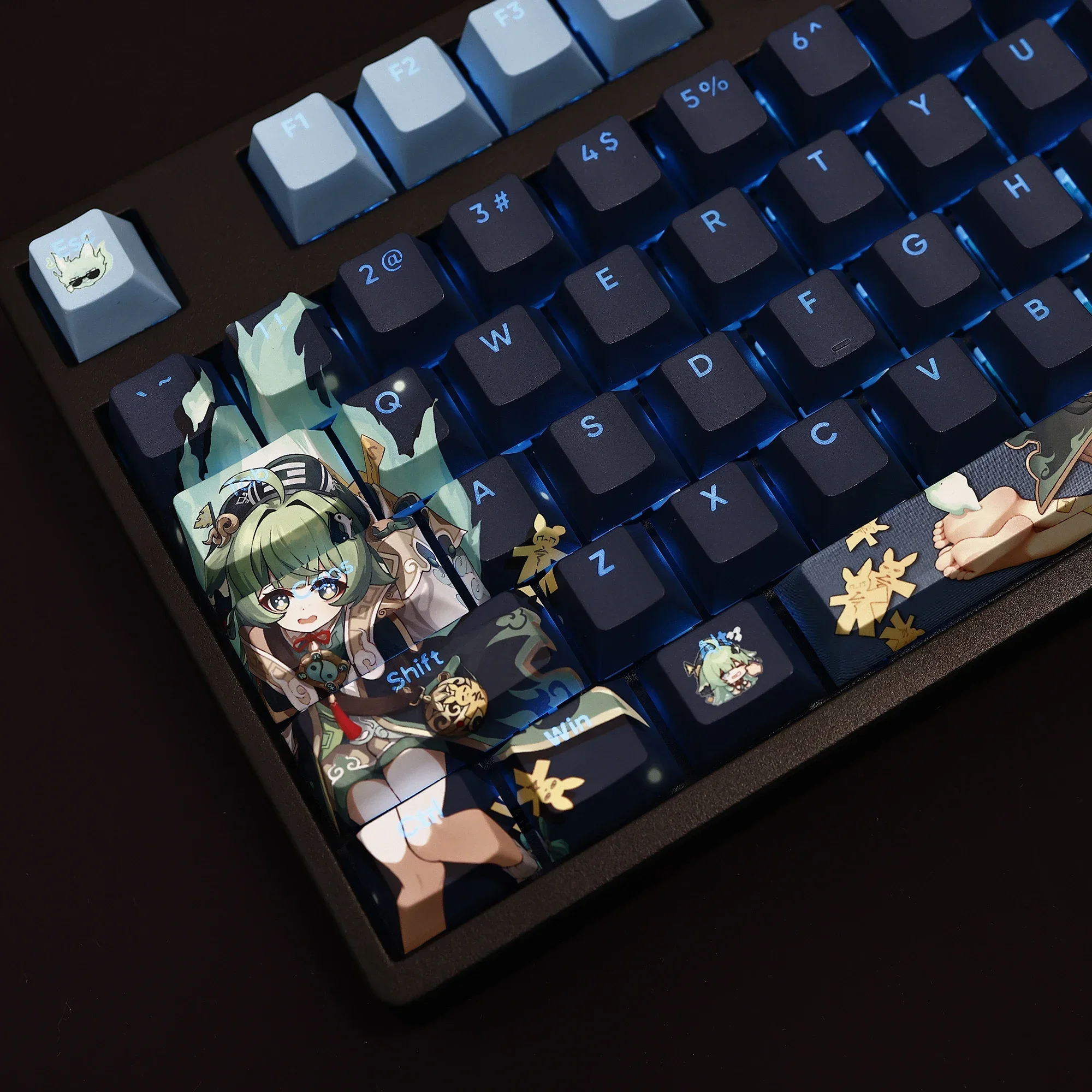Huohuo 108 Keycaps Honkai Star Rail PBT DYE Sublimation Light Transmitting Cherry Switch Cross Key Cover for Mechanical Keyboard