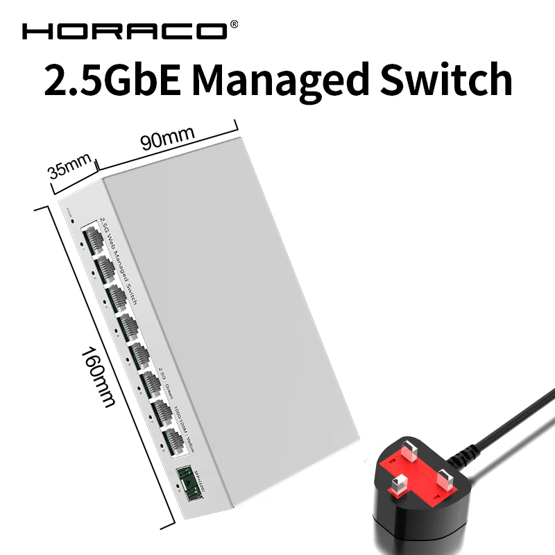 2.5GbE beheerde switch 8-poorts 2.5GBASE-T netwerkswitcher 10G SFP+ slot Uplink Web Managed Hub Internet Splitter Fanless