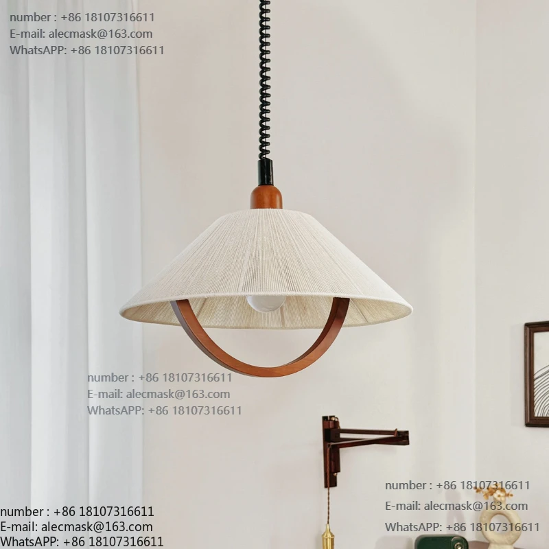 

Restaurant chandelier Lifting French medieval log cream wind cotton and linen bar bedroom study retro