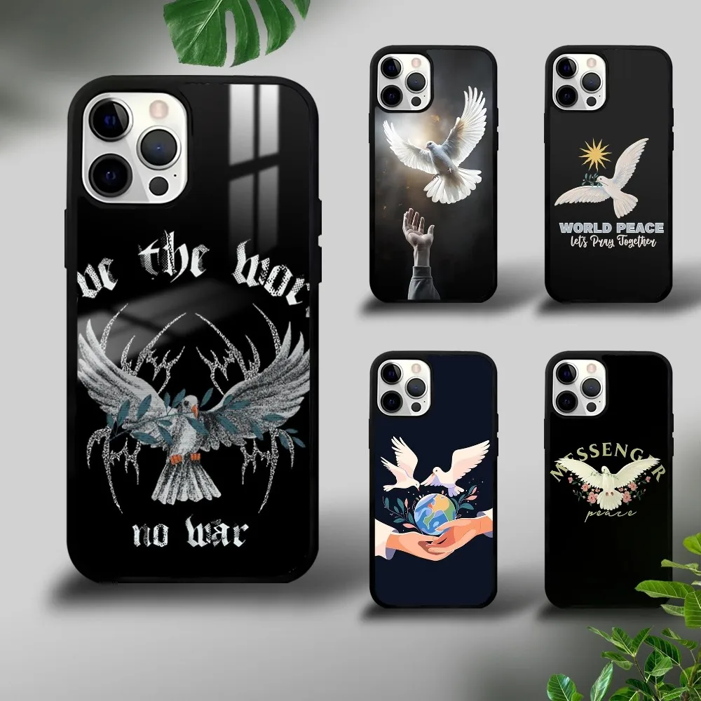 

Retro Peace Dove Aesthetics Phone Case For iPhone 16 15 14 13 12 11 Pro Xs Max Mini Plus Celulares Hard Funda