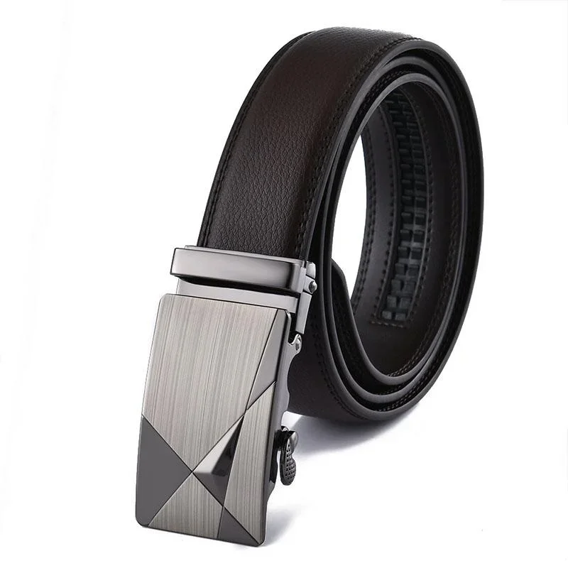 Cintura elegante da uomo con fibbia automatica larga 3,5 cm - Cintura sottile in pelle da lavoro per ufficio/intervista/regalo di nozze (100-170 cm)