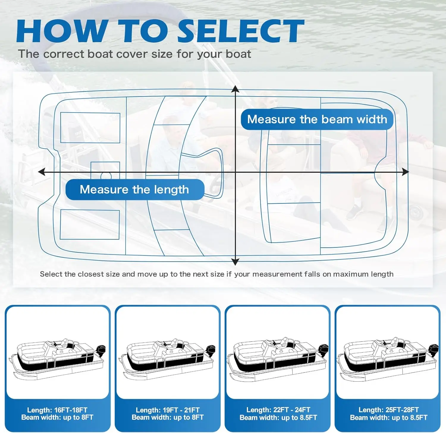 Trailunful penutup perahu Pontoon tugas berat PU 1200D, penutup kanvas poliester Oxford tahan air tahan UV kelas laut 16-18 kaki