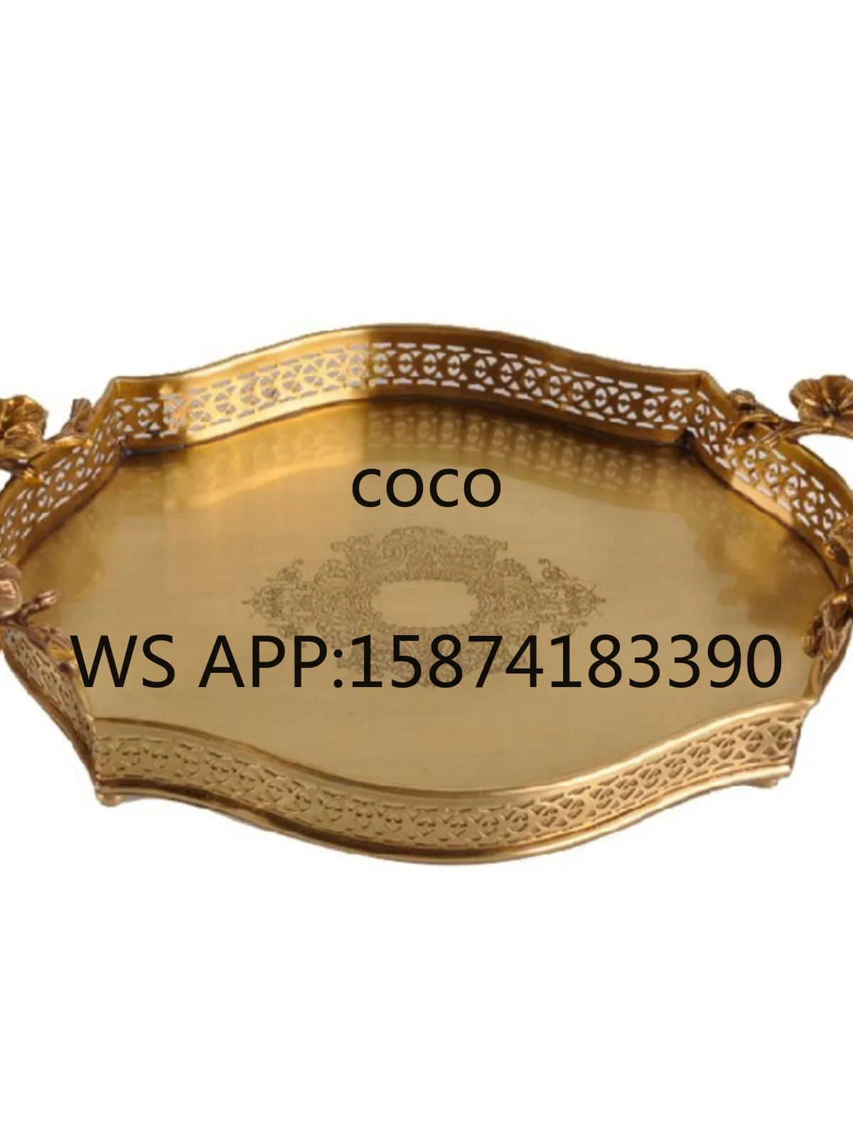 American luxury retro old brass tray home soft decoration creative decoration storage fruit plate ornament
