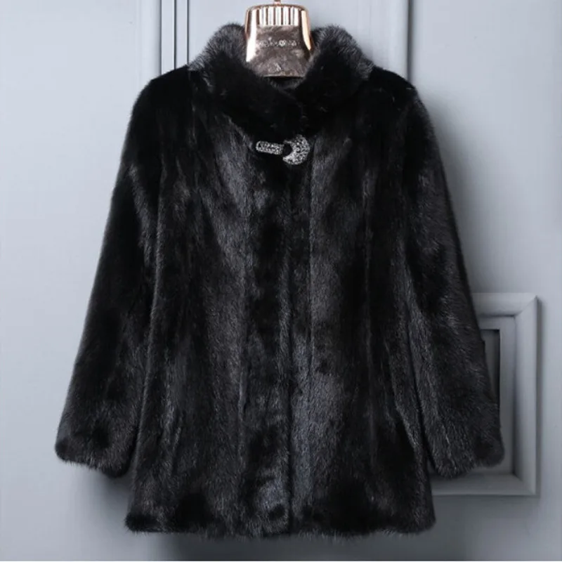 

Women's Mink Coat Fur Jacket Stand-up Collar Korean Casual Slim Faux Fur Coat Thick Warm Casaco Feminino