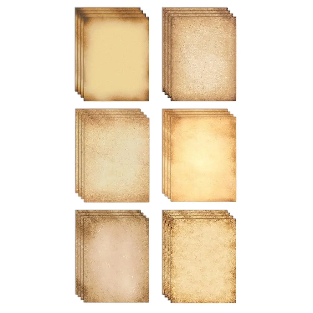 

Бумага для канцелярских принадлежностей, 100 листов, винтажная бумага под старину, пергаментная бумага в старинном стиле, формат Letter (8,5 x 11 дюймов), двусторонняя.