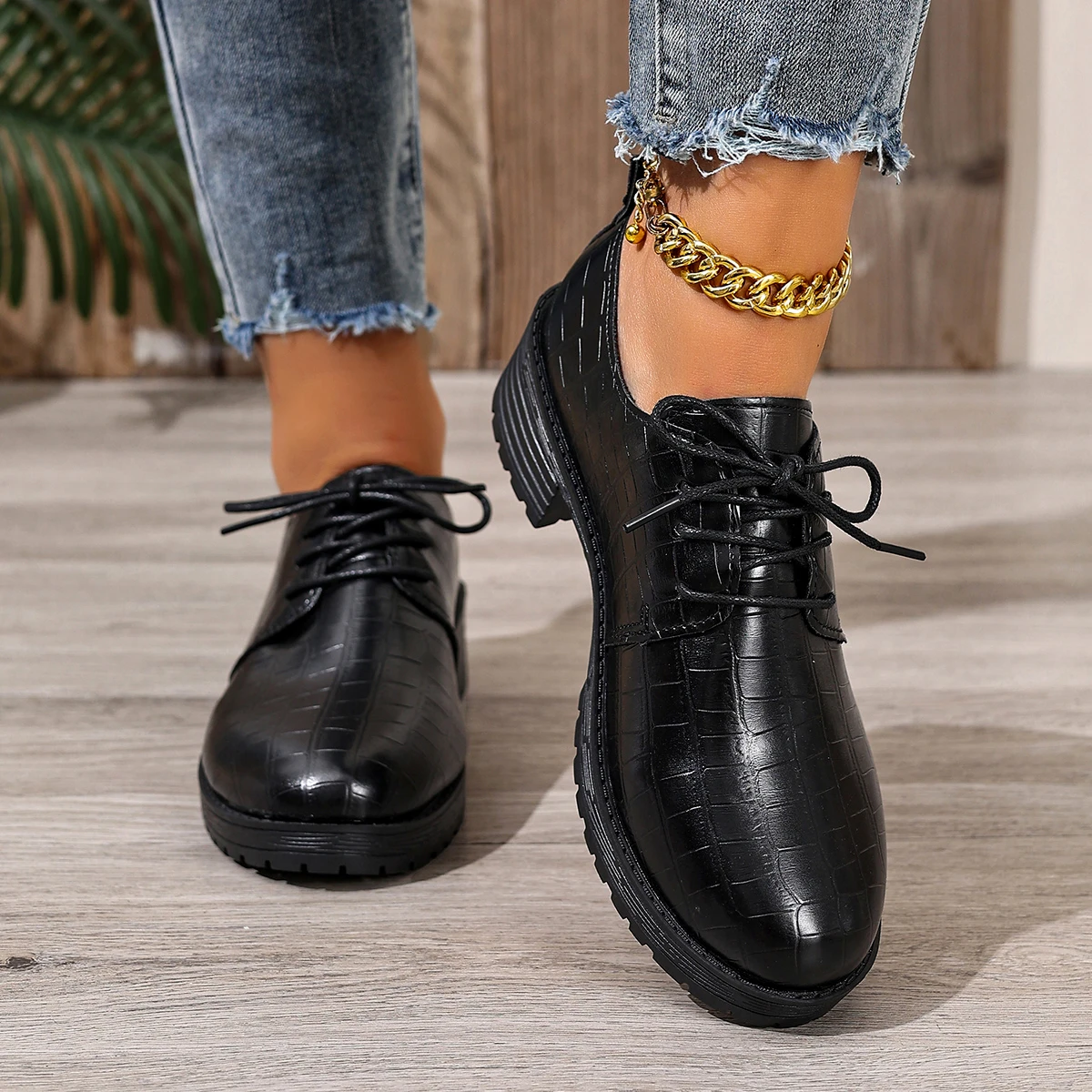 Women's Shoes Handmade Womens Flat Shoes Pu Leather Bullock Lace Up Female Oxfords Shoes Fashion Daily Casual Shoes Size 36-43