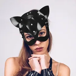 Cosplay Rabbit Cat Mask Half Face Fashion Black Rave Party Dancer Club Costume Props Halloween Cosplay Masque Bunny Mask 2025