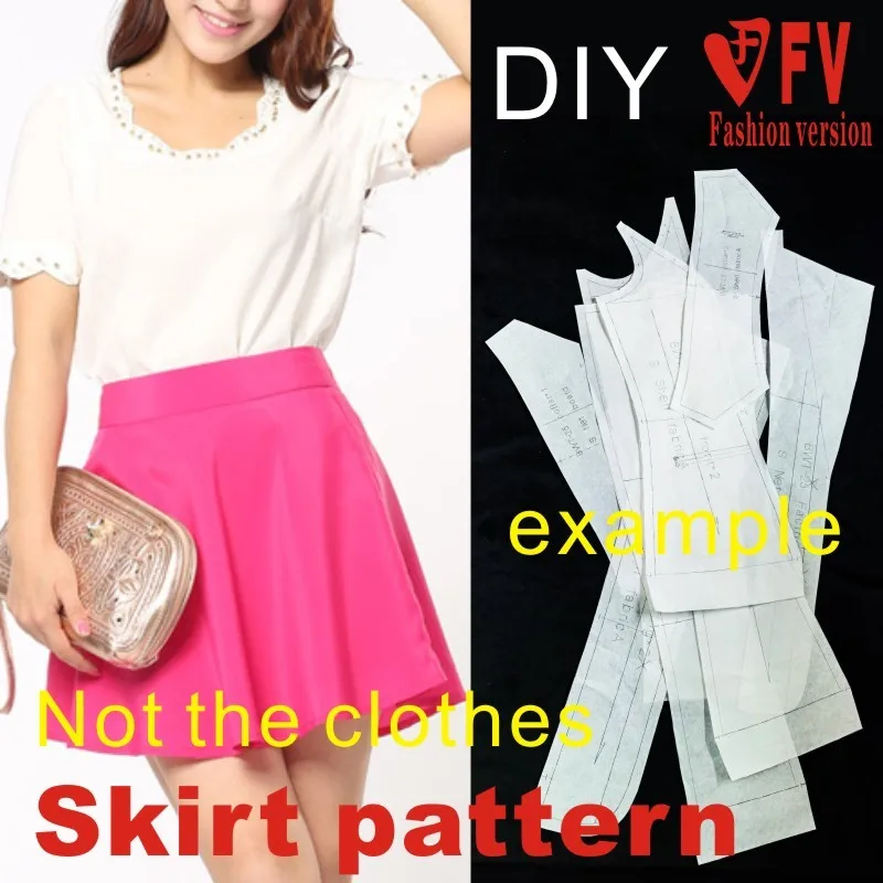 DIY handmade clothing cutting diagram women's half skirt 1:1 short skirt physical pattern JBQ-1