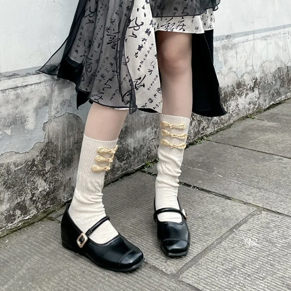 Chic Chinese Style Frog Tube Socks Cotton Sweet Lolita JK Stockings All Match Streetwear Mid Tube Socks Girls