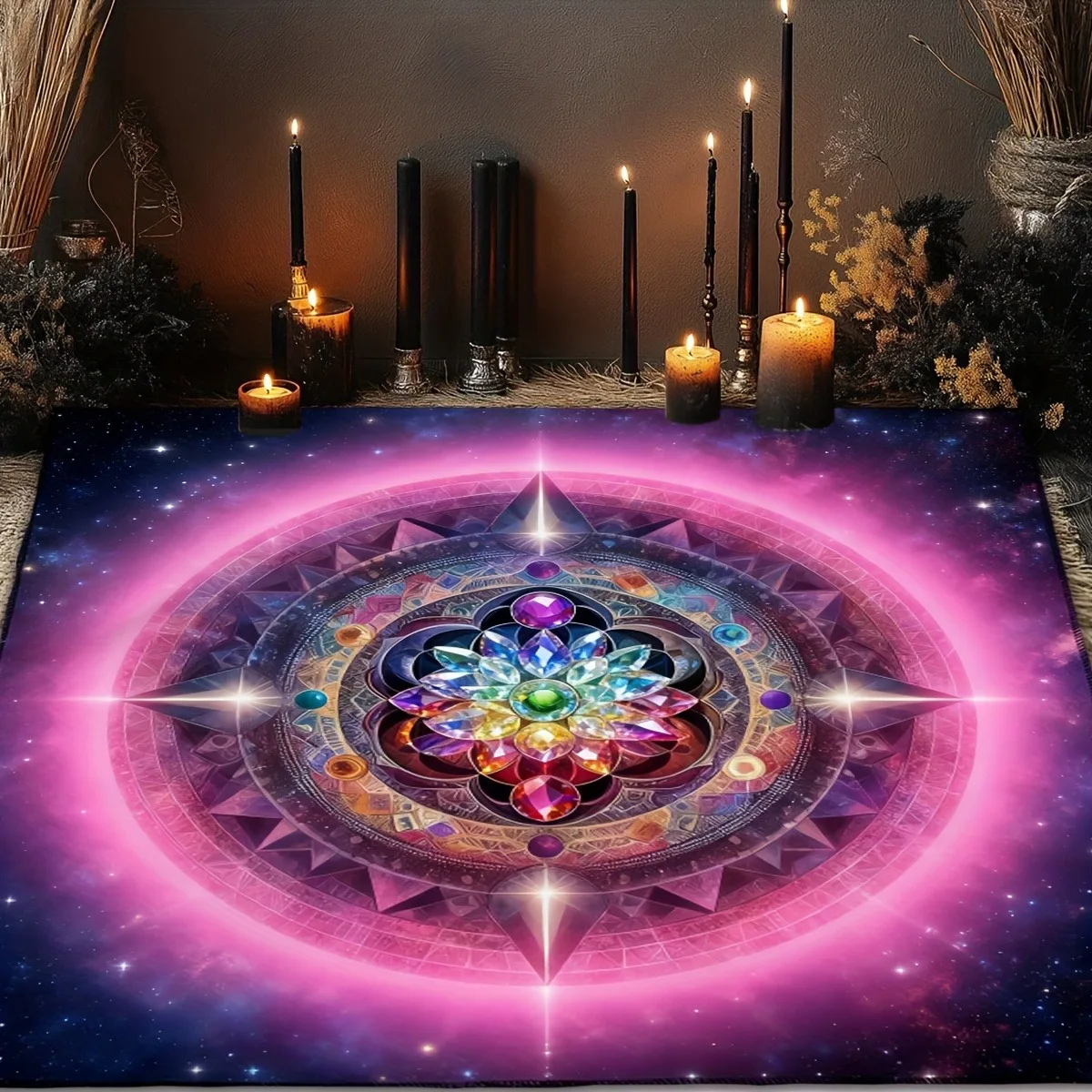 50/75/110/137cm Tarot mat Tarot Tablecloth Mandala Flower Of Life Divination Altar Cloth Meditation Circle Galaxy Mat Spiritual
