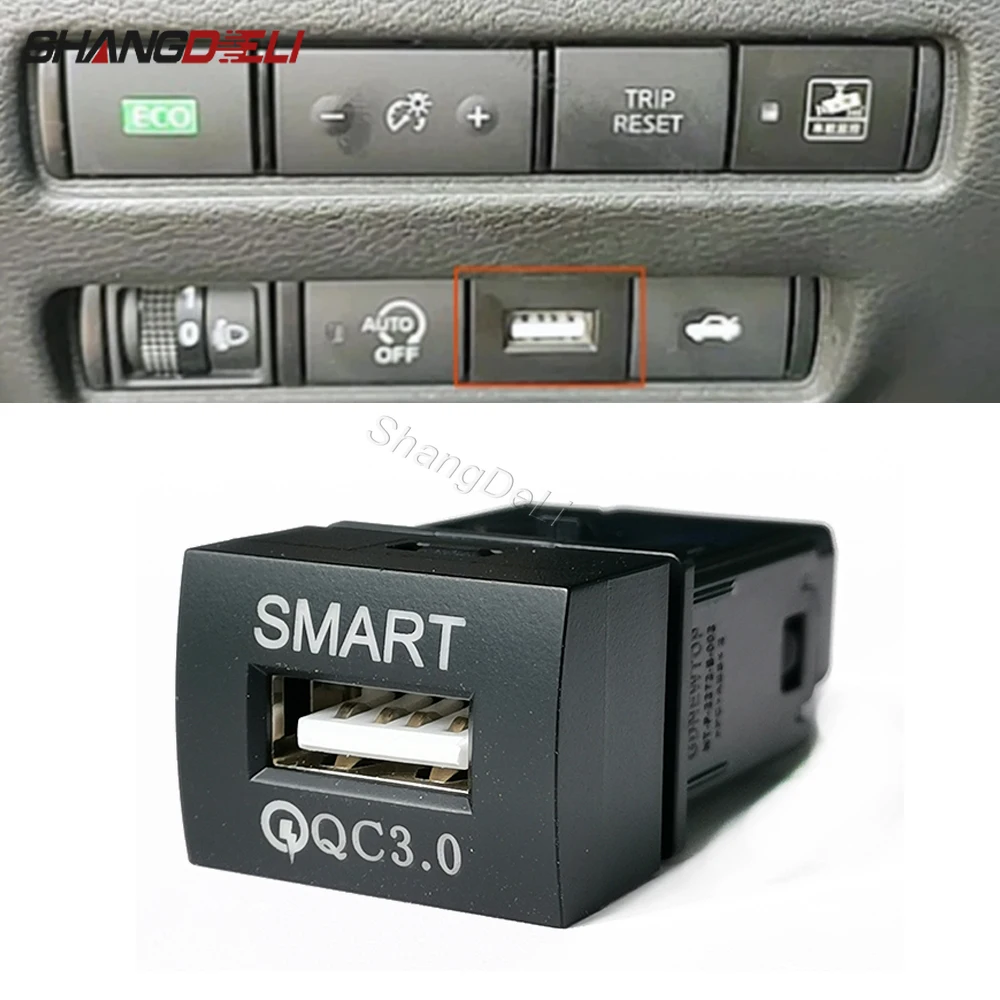 

1PC Fit for Nissan Sylphy 2020 Teana DAYZ 2019-2020 Car Orange LED Light QC3.0 USB Interface Socket Car Charger Accessories