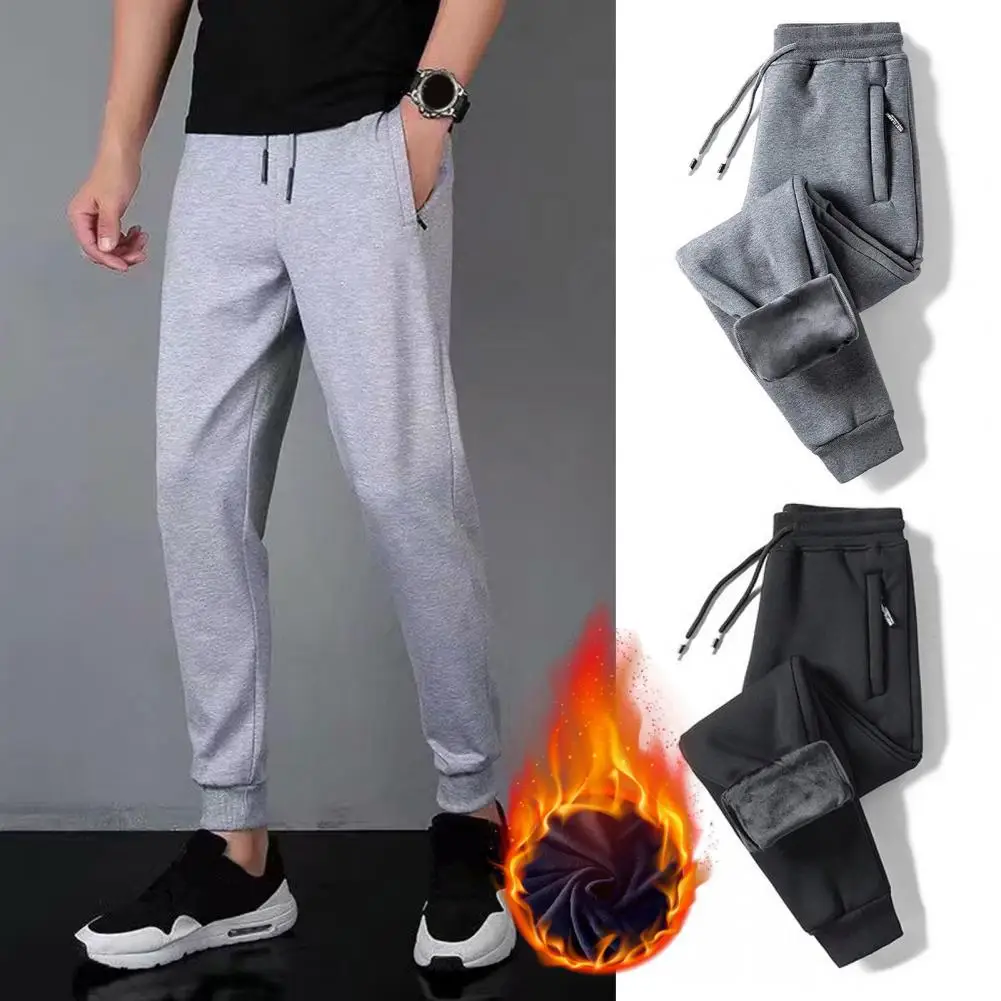 2025 Autunno/Inverno Moda Tinta Unita In Pile Spessore Caldo Pantaloni Sportivi da Uomo Casual Allentato di Grandi Dimensioni Pantaloni di Alta Qualità 4XL