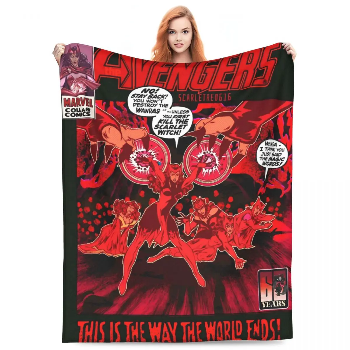 Healing Gift Super Hero Scarlet Witch Marvel Things Blanket Ultra Soft Fleece Throw Blankets