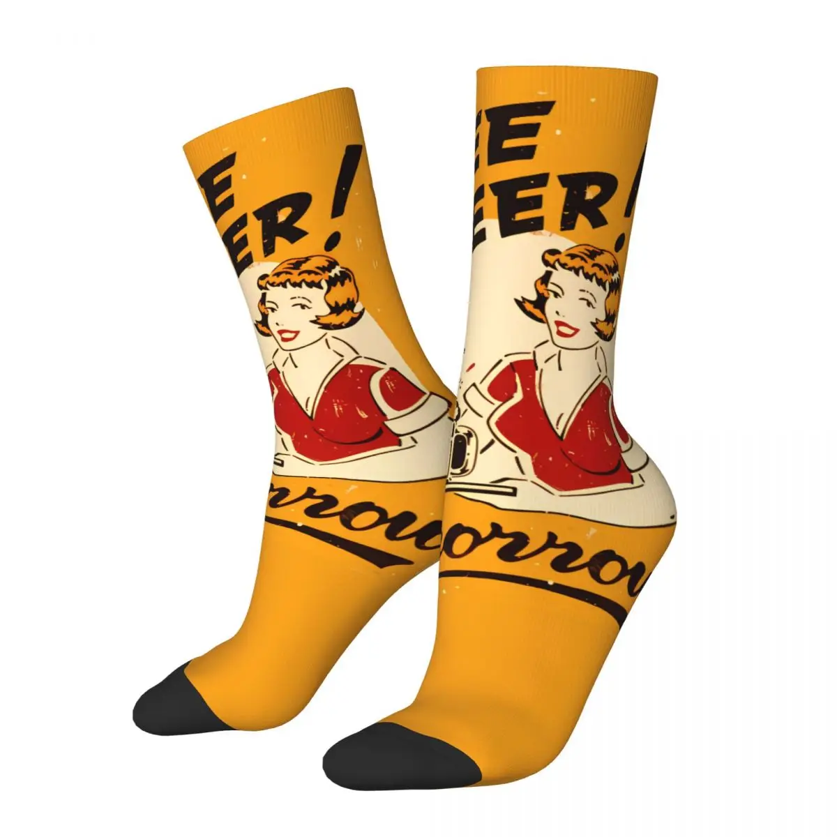 Vintage Beer Art Sock Printed Man Polyester