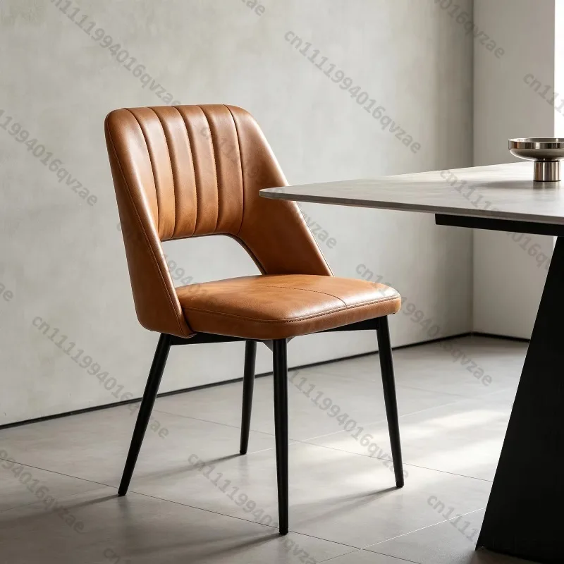 Luxury Modern Nordic Leather Dining Chair with Metal Legs Velvet Imitation Leather Seat