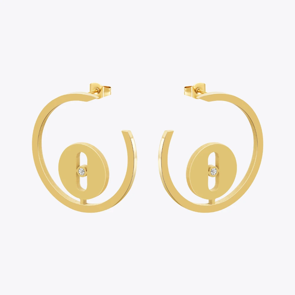 

Enfashion Aros Cutout Zircon Hoop Earrings Stainless Steel 18k Gold Plated Trendy Fashion Jewelry For Women Dropship E231505