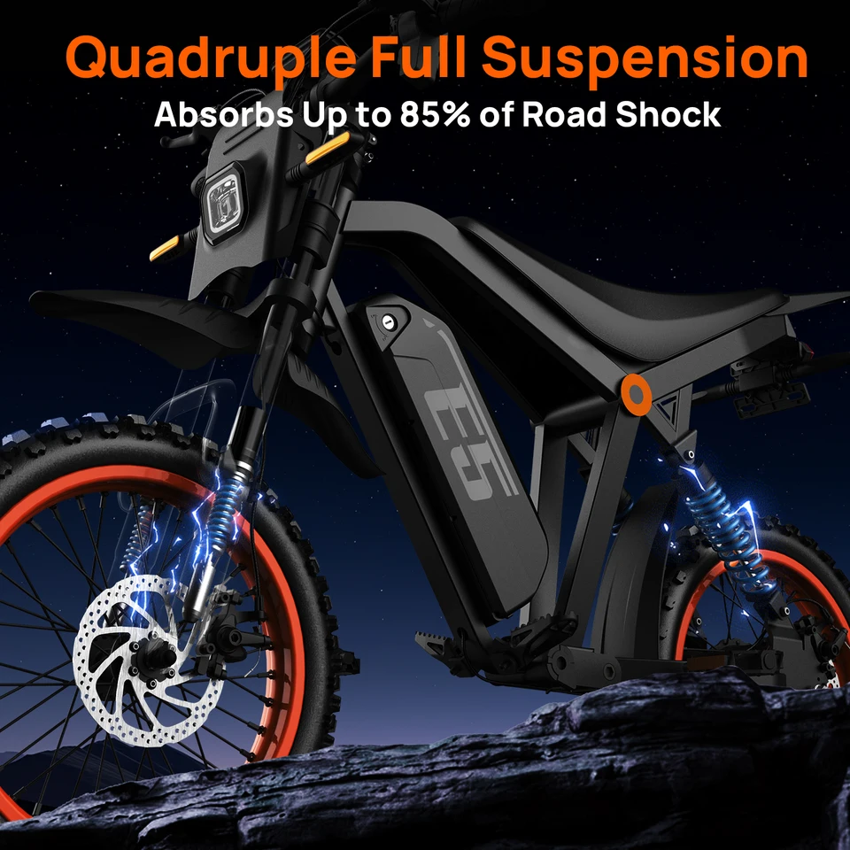 URLIFE 750W Electric Bike for Adults, 48V 20AH Removable Battery 20MPH 50-Miles Range Electric Off-Road Mountain Motorcycles image 5