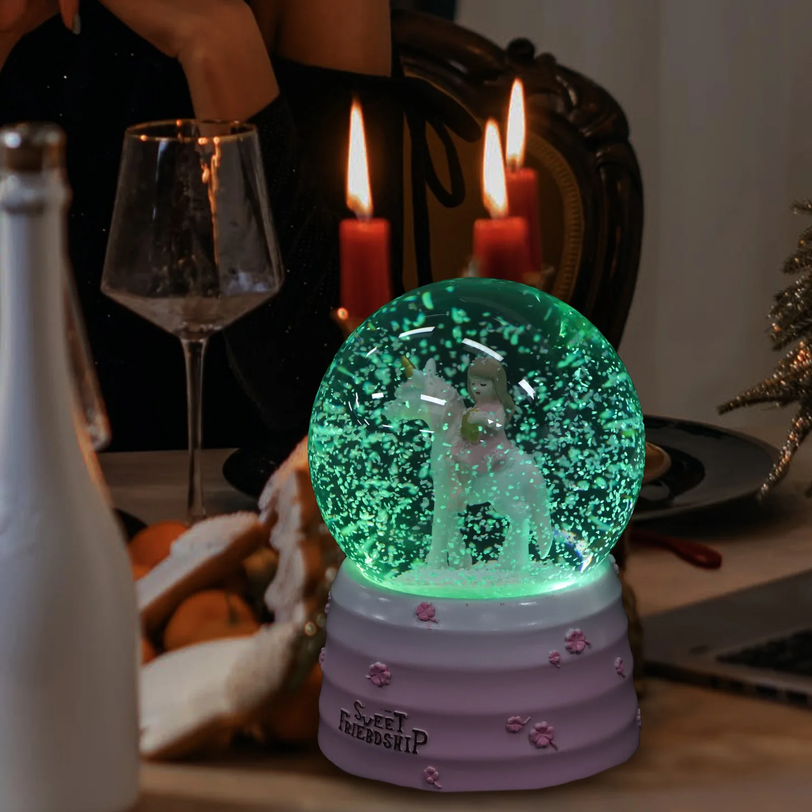 

Unicorn Music Box Decorative Balls Crystals Globe Small Ornaments Creative Crafts