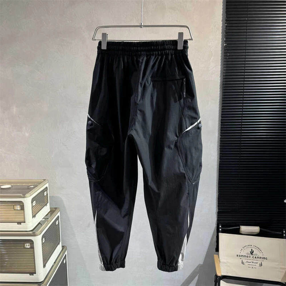 Autumn color matching overalls men's trendy youth stitching cuff casual pants fashionable handsome all-match y2k sports pants