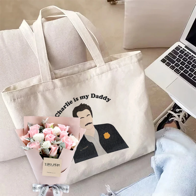 Twilight TV Show Inspired Canvas Tote Bag Vampire Lovers Gift Charlie Fan Charlie Is My Daddy Handbag Eco-friendly Shopping Bags