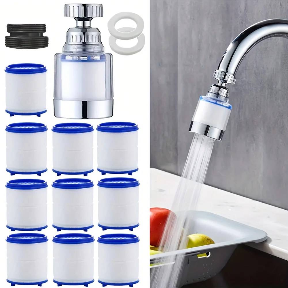 

Kitchen faucet filter set, 1 filter head + 10 replaceable filter elements to filter impurities in water, suitable for kitchen, w