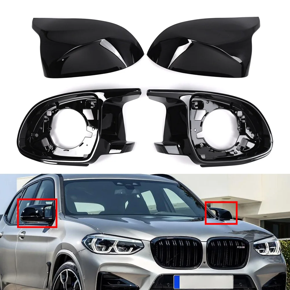 

Glossy Black Car Rearview Side Wing Mirror Cover Cap Mirrors Bracket Decorative Ring For BMW X3M F97 X4M F98 X5M F95 X6M F96