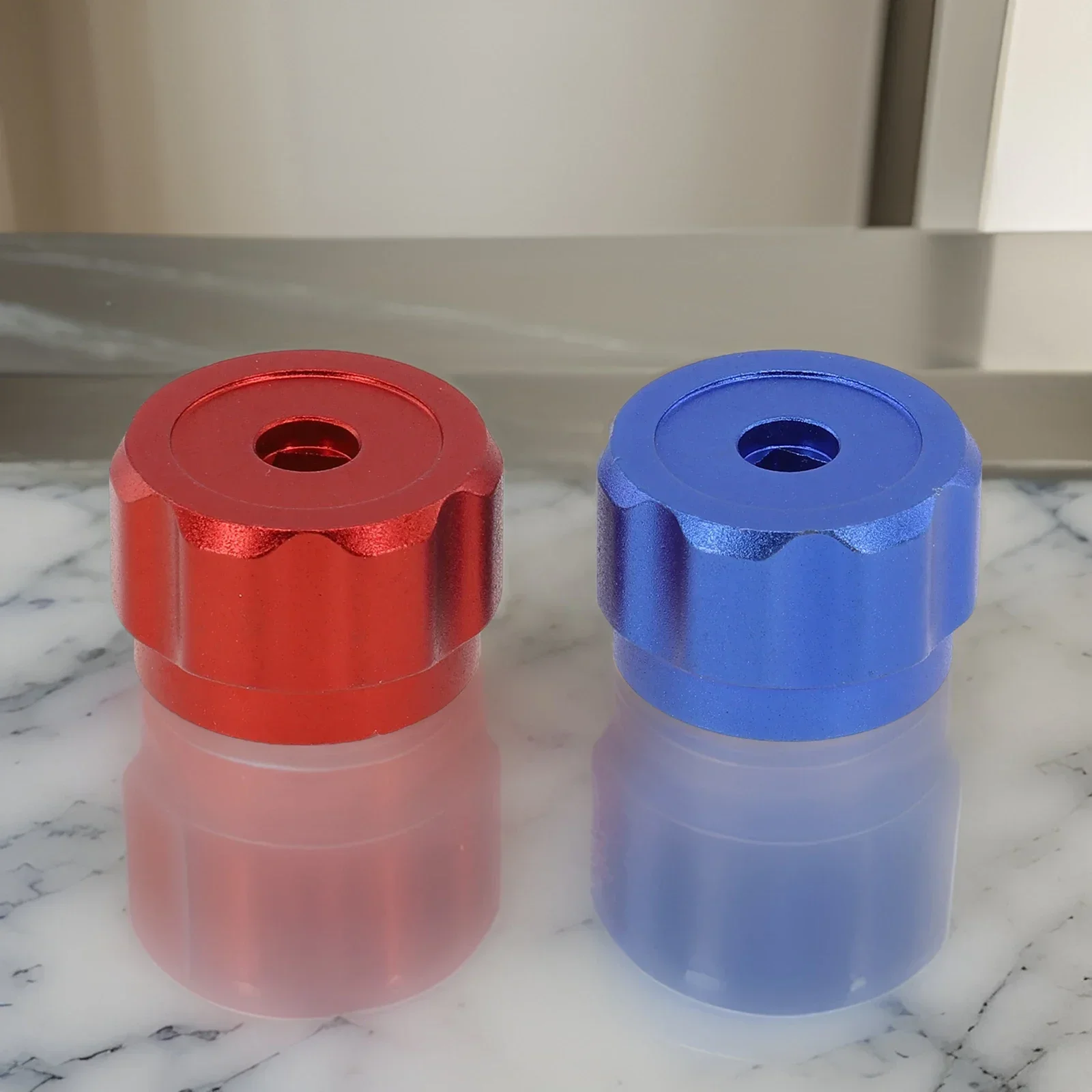 Knob Handle -=Air Parts-= Conditioner *-Parts Aluminum Alloy Faucet Handles Knob Manifold Gauges Red Blue Wheel Handle