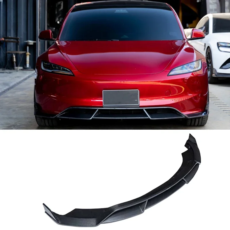 For Tesla Model 3 Highland 2023-2024 Carbon Fiber front lip  front Bumper spoiler Body Kits accessories C Style