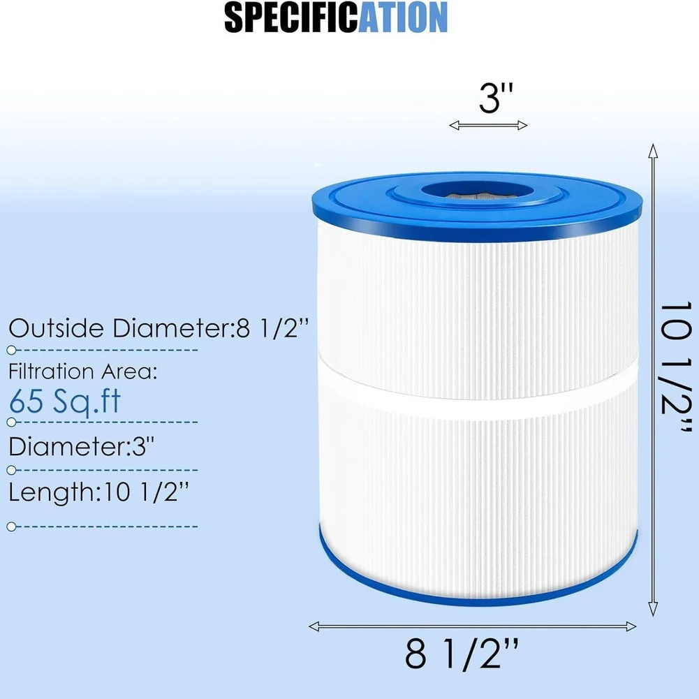 65 Sq.ft Spa Filter Cartridge Reinforced Bands Stable Core Design Withstands High Water Pressure Advanced Fabric Technology